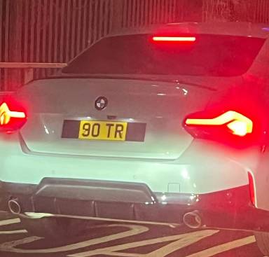UK Number Plate 90 TR on a 2024 Grey BMW 220i M Sport Auto