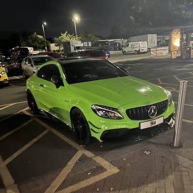 UK Number Plate 91 A on a 2017 Black Mercedes-Benz C