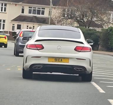 UK Number Plate 91 EA on a 2016 White Mercedes-Benz C