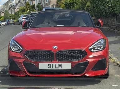 UK Number Plate 91 LM on a 2019 RED BMW Z4
