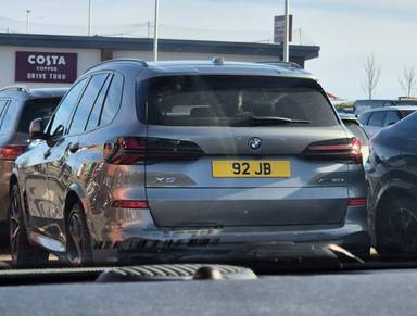 UK Number Plate 92 JB on a 2023 Grey BMW X5 Xdrive50e M Sport Auto