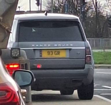 UK Number Plate 93 GR on a 2021 Grey Land Rover Range Rover Westmnstr D Mhev A