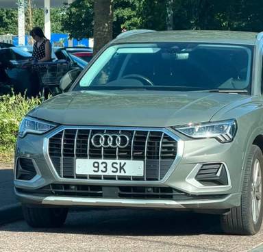 UK Number Plate 93 SK on a 2023 Grey Audi Q3 Sport 35 Tfsi Mhev S-A