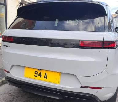 UK Number Plate 94 A on a 2023 Grey Land Rover R-Rover Sport Autobio D Mhev A
