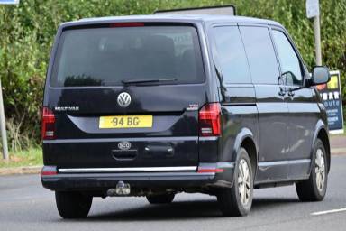 UK Number Plate 94 BG on a 2020 Black Volkswagen Caravelle Se Tdi S-A