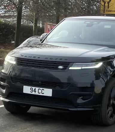 UK Number Plate 94 CC on a 2025 Black Land Rover Range Rover Sport Ed Phev Auto