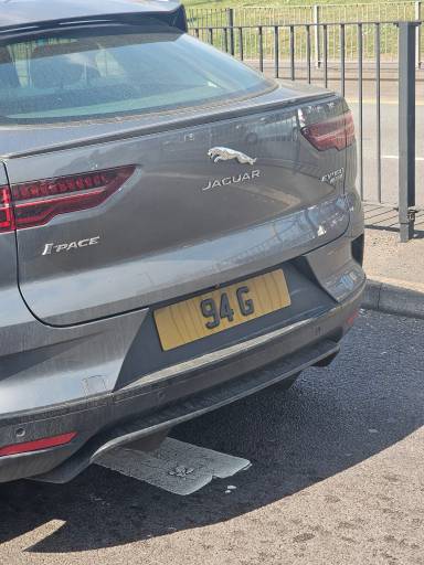 UK Number Plate 94 G on a 2019 Grey Jaguar I-Pace