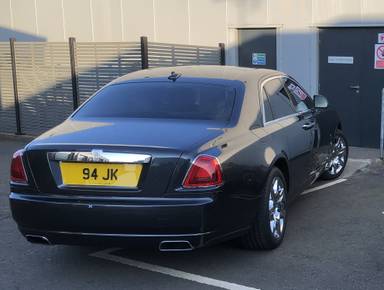 UK Number Plate 94 JK on a 2011 Grey Rolls Royce Ghost