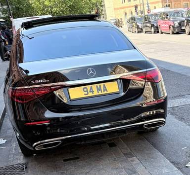 UK Number Plate 94 MA on a 2022 Black Mercedes-Benz S 580 L Amg Ln Prem + Exec E A