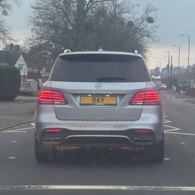 UK Number Plate 94 Y on a 2015 Silver Mercedes-Benz