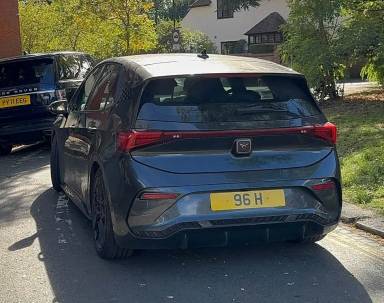UK Number Plate 96 H on a 2022 Grey Cupra Born V1 Ev
