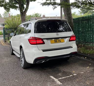 UK Number Plate 96 HG on a 2019 White Mercedes-Benz GLS