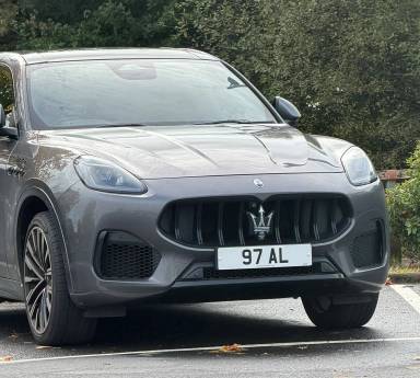 UK Number Plate 97 AL on a 2025 Grey Maserati Grecale Modena Mhev S-A