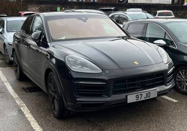 UK Number Plate 97 JO on a 2019 Black Porsche Cayenne