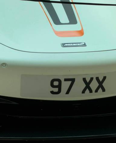 UK Number Plate 97 XX on a 2021 White Mclaren 720s V8 S-A