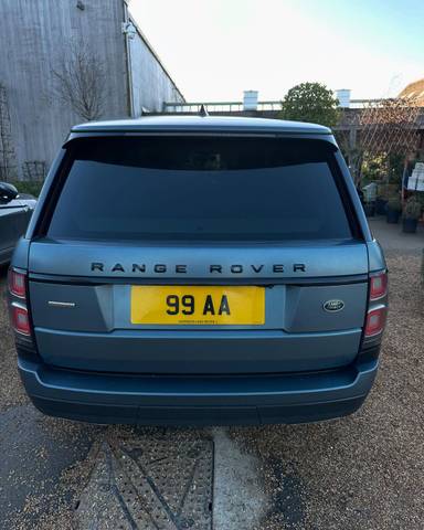 UK Number Plate 99 AA on a 2018 Grey Land Rover Range Rover