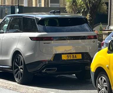 UK Number Plate 99 BA on a 2023 Grey Land Rover Range Rover Sport Se Phev Auto