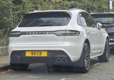 UK Number Plate 99 CB on a 2023 White Porsche Macan