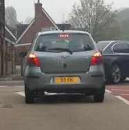 UK Number Plate 99 KK on a 2008 Silver Toyota Yaris