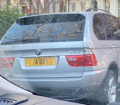 UK Number Plate A 10 on a 2004 Silver BMW X5