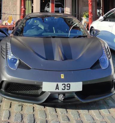UK Number Plate A 39 on a 2015 Grey Ferrari 458 Speciale
