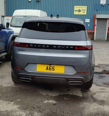 UK Number Plate A 65 on a 2024 Grey Land Rover A65