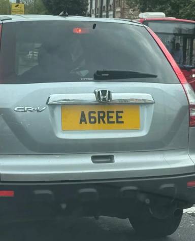 UK Number Plate A6 REE on a 2008 Silver Honda Cr-V