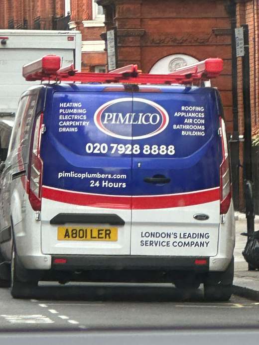 A801 LER number plate – Pimlico Plumbers
