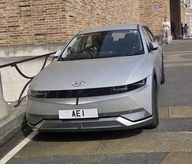 UK Number Plate AE 1 on a 2021 Gold Hyundai
