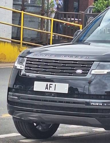 UK Number Plate AF 1 on a 2025 Black Land Rover Range Rover Hse D Mhev Auto