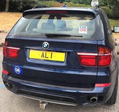 UK Number Plate AL 1 on a 2012 Blue BMW X5