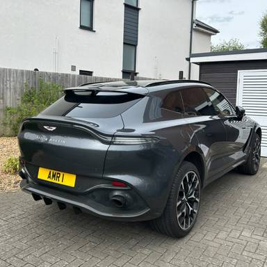 UK Number Plate AMR 1 on a 2025 Green Aston Martin