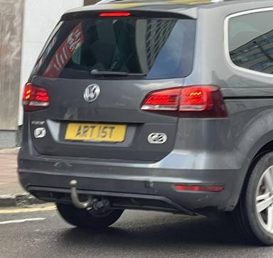 UK Number Plate ART 15T on a 2019 Grey Volkswagen Sharan Sel Tdi S-A