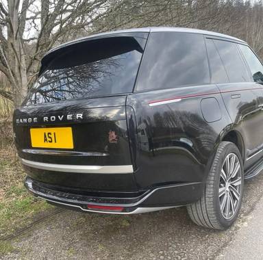 UK Number Plate AS 1 on a 2024 Black Land Rover Range Rover Autobio D Mhev A
