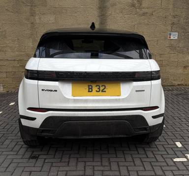 UK Number Plate B 32 on a 2024 White Land Rover