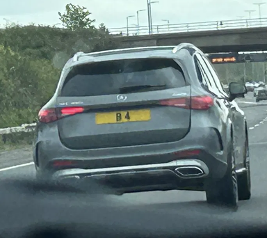 UK Number Plate B 4 on a 2023 Grey Mercedes-Benz Glc 300 Amg Line Prem + E 4m A