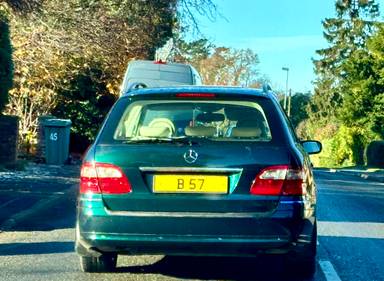 UK Number Plate B 57 on a 2005 Green Mercedes E