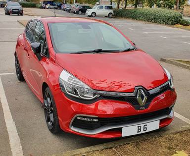 UK Number Plate B 6 on a 2014 RED Renault Clio