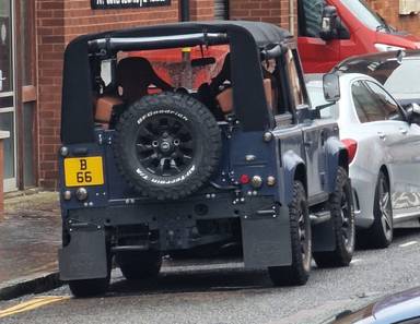 UK Number Plate B 66 on a 2010 Blue Land Rover Defender