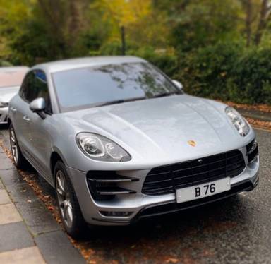 UK Number Plate B 76 on a 2015 Silver Porsche Macan