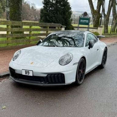 UK Number Plate B 9 on a Grey Porsche 911 Carrera 4 Gts Hev S-A