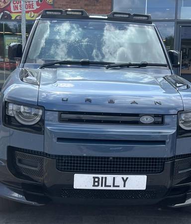 UK Number Plate B1 LLY on a 2024 Blue Land Rover Defender Hard Top Se D Mhev A
