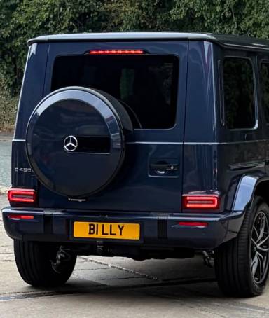 UK Number Plate B1 LLY on a 2026 Blue Mercedes-Benz G 450 Amg Line Prem + D Mhev A