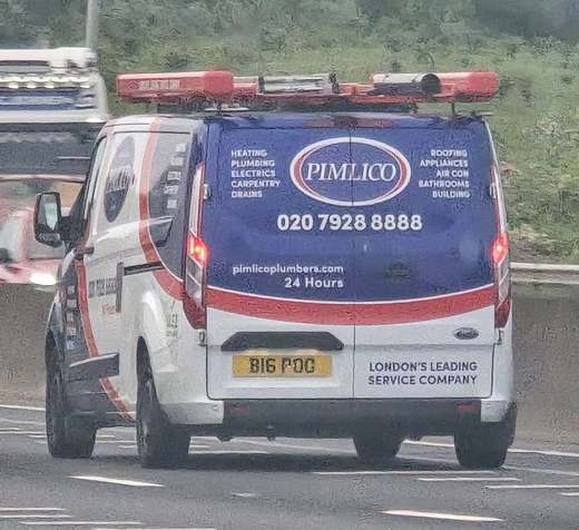B16 POO number plate – Pimlico Plumbers