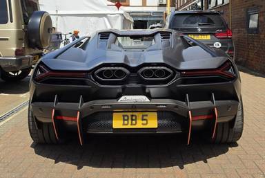 UK Number Plate BB 5 on a 2026 Black Lamborghini Revuelto V12 Phev S-A