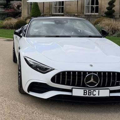 UK Number Plate BBC 1 on a 2023 White Mercedes-Benz Amg Sl 43 Premium Mhev Auto