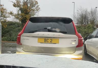 UK Number Plate BC 2 on a 2023 Gold Volvo Xc90 Ultimate B5 Mhev Awd Auto