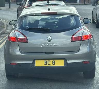 UK Number Plate BC 8 on a 2009 Beige Renault Megane
