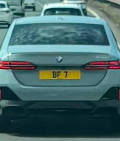 UK Number Plate BF 7 on a 2023 Grey BMW 520i M Sport Pro Auto