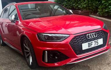 UK Number Plate BF 75 on a 2022 RED Audi A4